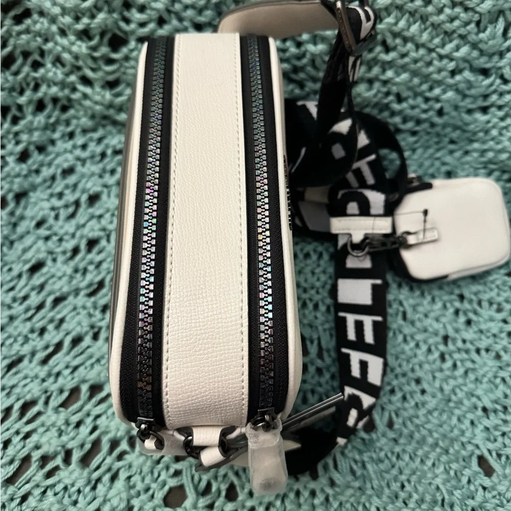 Karl Lagerfeld White Camera Bag with Iridescent White Bluish Detail